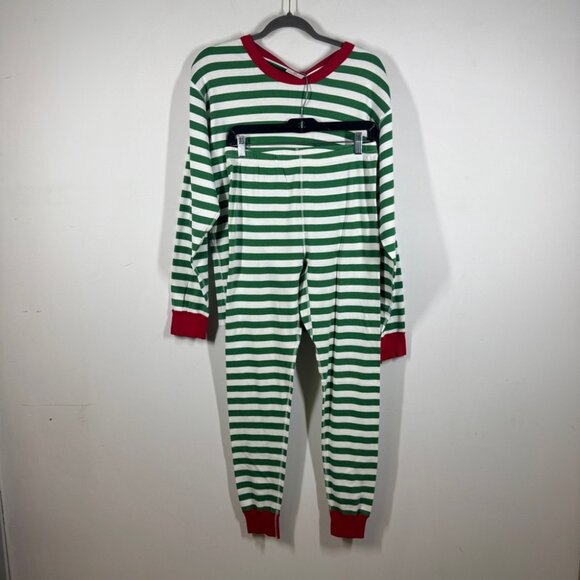 Hanna Andersson Green Stripe Pajama Set Size L Organic Cotton Comfy Sleepwear - Picture 3 of 15